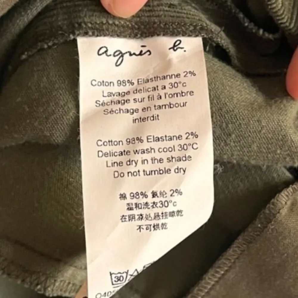 agnes b Corduroy Pleated A-Line Midi Skirt in Olive Green Size 36/SMALL